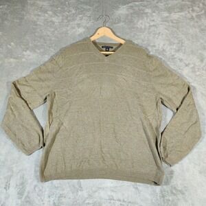 Banana Republic Sweater Men Large Brown Wool Cashmere Angora Blend V Neck Casual
